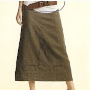 CAbi Women's Brown 100% Linen Serengeti Sunset Wedding Skirt Maxi Skirt Size 10